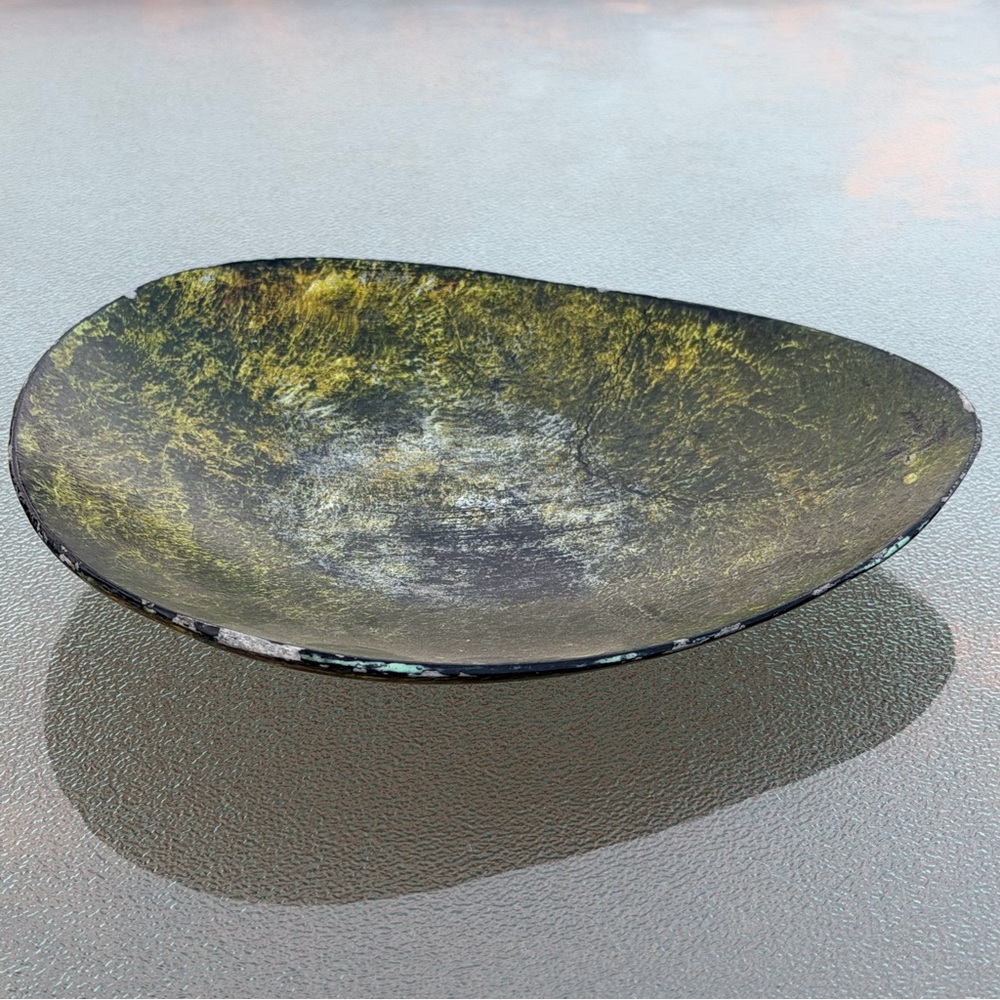 Pier 1 Rustic Green Triangle Metal Pillar Candle Holder Trinket Dish - Picture 2 of 6